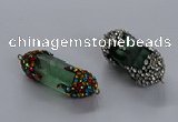 NGC1465 15*40mm - 15*45mm faceted nuggets green fluorite connectors