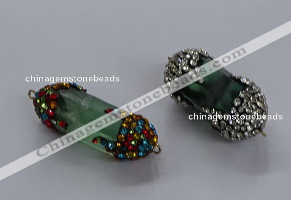 NGC1465 15*40mm - 15*45mm faceted nuggets green fluorite connectors