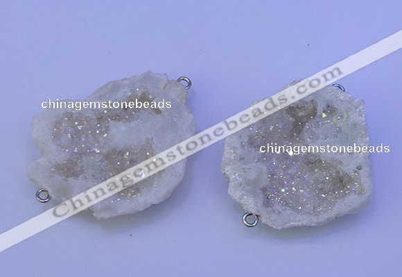 NGC1470 28*35mm - 40*45mm freeform plated druzy agate connectors