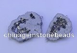 NGC1472 28*35mm - 40*45mm freeform plated druzy agate connectors