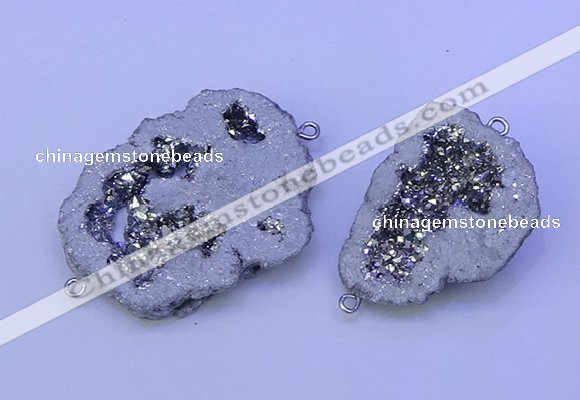 NGC1472 28*35mm - 40*45mm freeform plated druzy agate connectors