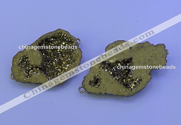 NGC1473 28*35mm - 40*45mm freeform plated druzy agate connectors
