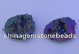 NGC1476 28*35mm - 40*45mm freeform plated druzy agate connectors