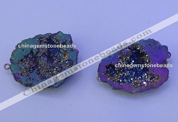 NGC1476 28*35mm - 40*45mm freeform plated druzy agate connectors