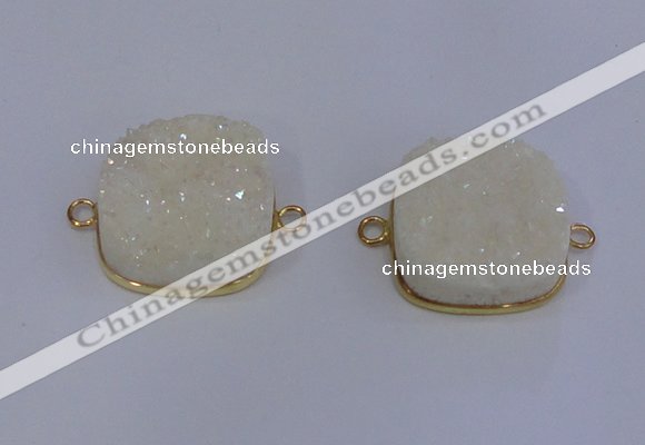 NGC1500 25*25mm square druzy quartz gemstone connectors wholesale