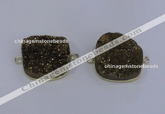 NGC1501 25*25mm square druzy quartz gemstone connectors wholesale