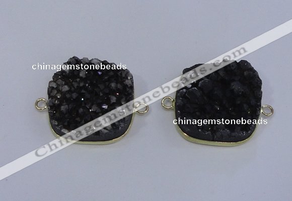 NGC1502 25*25mm square druzy quartz gemstone connectors wholesale