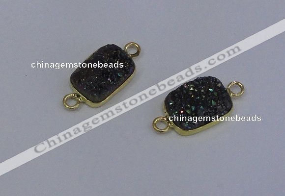 NGC1508 10*14mm rectangle druzy quartz gemstone connectors wholesale