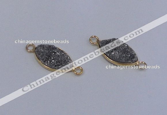 NGC1515 10*18mm marquise druzy quartz gemstone connectors wholesale