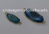 NGC1517 10*25mm - 15*30mm freeform druzy agate connectors