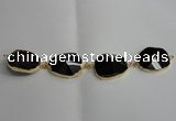 NGC152 25*30mm faceted freeform agate gemstone connectors