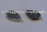 NGC1524 18*28mm freeform druzy quartz gemstone connectors wholesale