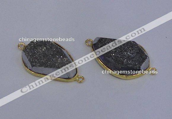 NGC1524 18*28mm freeform druzy quartz gemstone connectors wholesale