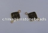 NGC1530 12*12mm diamond druzy quartz gemstone connectors wholesale