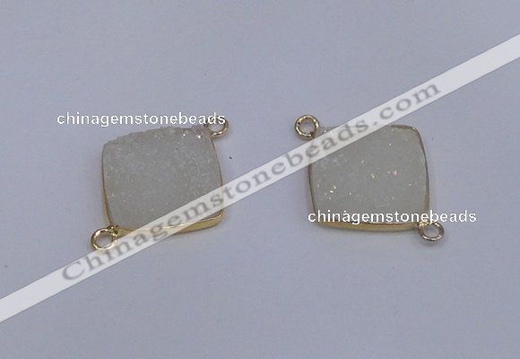 NGC1535 18*18mm diamond druzy quartz gemstone connectors wholesale