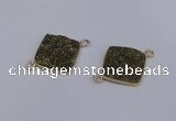 NGC1536 18*18mm diamond druzy quartz gemstone connectors wholesale