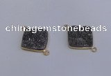 NGC1537 18*18mm diamond druzy quartz gemstone connectors wholesale