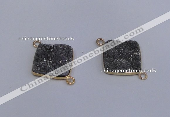 NGC1537 18*18mm diamond druzy quartz gemstone connectors wholesale