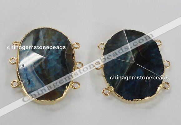 NGC154 30*40mm freeform agate gemstone connectors wholesale