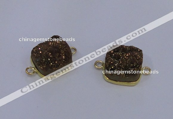 NGC1543 15*15mm square druzy quartz gemstone connectors wholesale