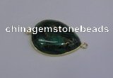 NGC1550 22*30mm teardrop malachite & pyrite gemstone connectors