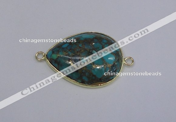 NGC1553 22*30mm teardrop turquoise & pyrite gemstone connectors