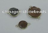 NGC156 14mm - 20mm coin plated druzy agate connectors