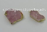 NGC1560 18*25mm - 30*35mm freeform rose quartz connectors