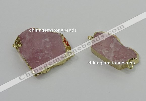 NGC1560 18*25mm - 30*35mm freeform rose quartz connectors