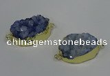 NGC1579 18*25mm - 18*28mm oval druzy quartz connectors wholesale