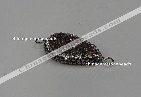 NGC1611 14*23mm flat teardrop plated quartz connectors wholesale