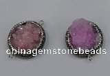 NGC1623 20mm - 28mm flat round druzy quartz connectors wholesale