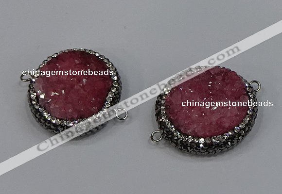 NGC1624 20mm - 28mm flat round druzy quartz connectors wholesale