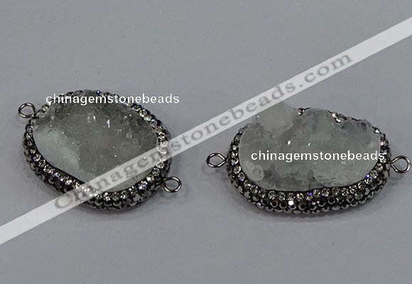 NGC1630 20*25mm - 22*30mm freeform druzy quartz connectors