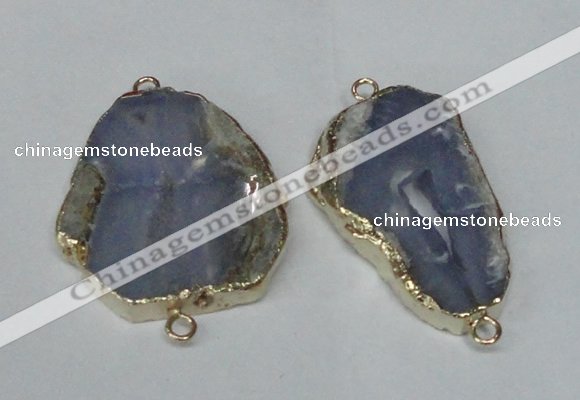 NGC164 30*40mm - 40*45mm freeform blue lace agate connectors