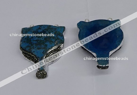 NGC1704 40*55mm - 45*60mm Fox-head agate gemstone connectors