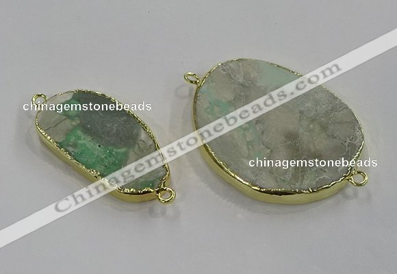 NGC1710 18*25mm - 30*40mm freeform green gemstone connectors