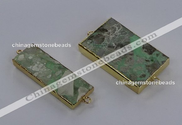 NGC1711 15*30mm - 25*45mm rectangle green gemstone connectors