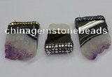 NGC1723 30*45mm - 35*55mm freeform druzy amethyst connectors