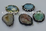 NGC1738 35*45mm - 40*55mm freeform druzy agate connectors