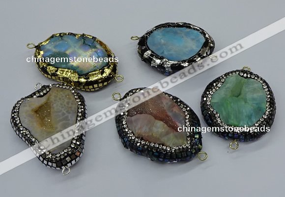 NGC1738 35*45mm - 40*55mm freeform druzy agate connectors