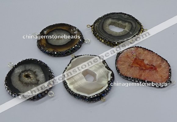 NGC1739 35*45mm - 40*50mm freeform druzy agate connectors