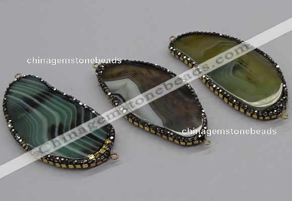 NGC1743 20*60mm - 35*70mm freeform agate gemstone connectors