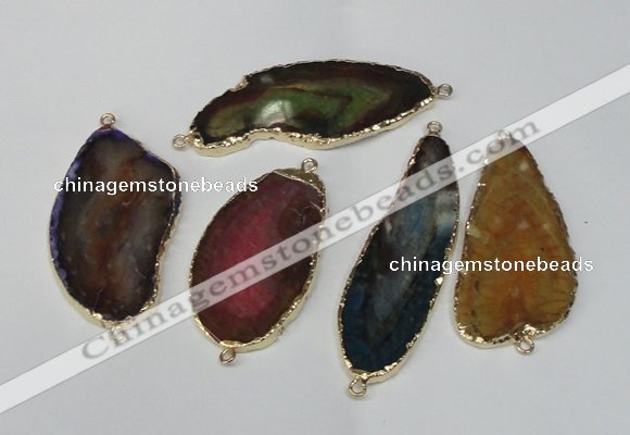 NGC175 25*50mm - 30*60mm freeform plated druzy agate connectors