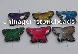 NGC1750 35*45mm - 35*50mm butterfly agate gemstone connectors