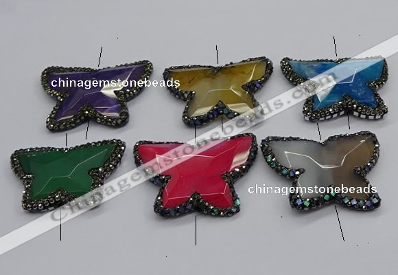NGC1750 35*45mm - 35*50mm butterfly agate gemstone connectors