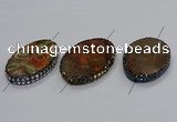 NGC1763 40*60mm oval ocean agate connectors wholesale