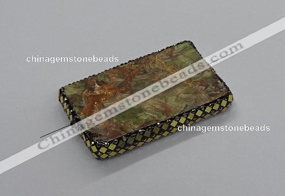 NGC1766 40*60mm rectangle ocean agate connectors wholesale