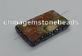 NGC1767 40*60mm rectangle ocean agate connectors wholesale