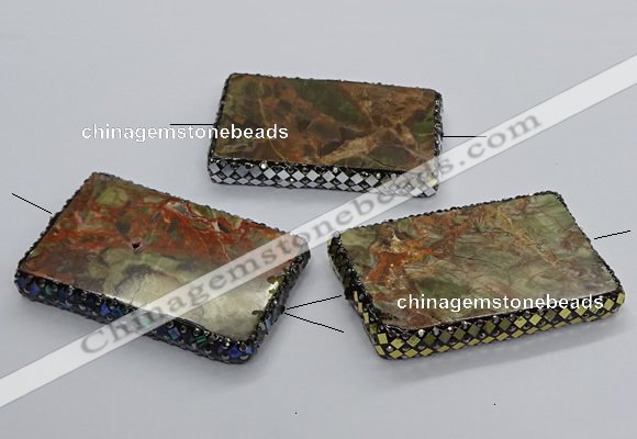 NGC1768 40*60mm rectangle ocean agate connectors wholesale